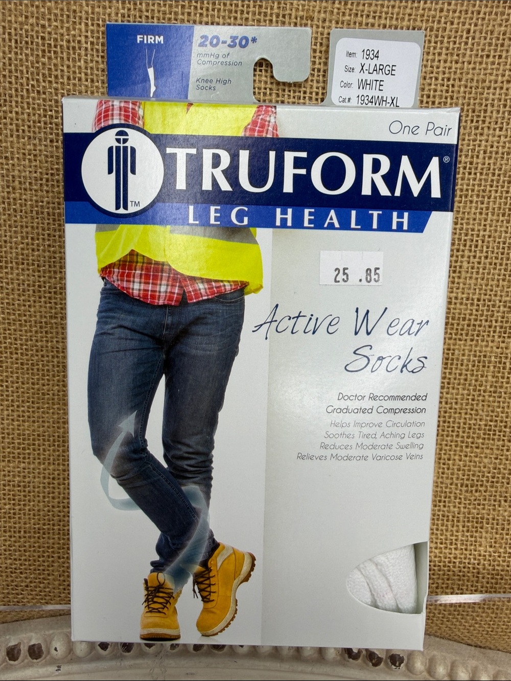 Truform Men’s White Active Wear Compression Socks - Knee High